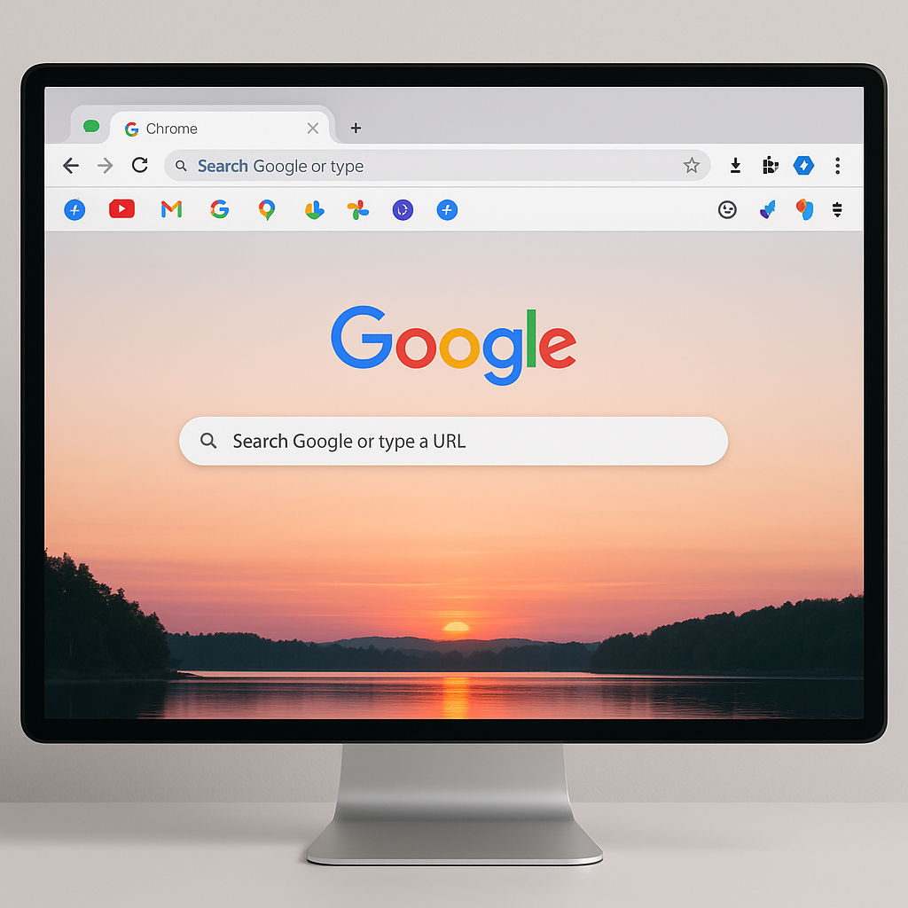 Moderner PC mit Google Chrome geöffnet